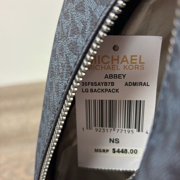 Michael Kors Abbey Large Backpack Admiral MK Logo PVC Leather Trim NWT $448 main image 5